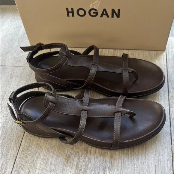 Hogan Fussbett Women's Brown Leather Gladiator Sandals size 6.5 support footbed - Picture 7 of 10